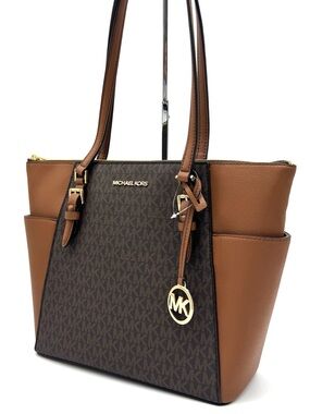 Michael Kors Large Charlotte Tote Bag Luggage Brown